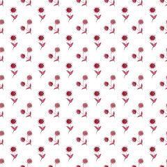 Vintage abstract flowers, great design for any purpose. Floral ornament of red spines. Modern brush. Hand paint. Seamless background