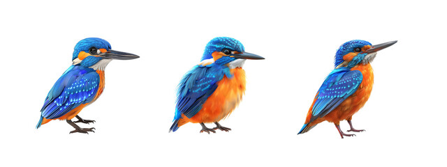 Naklejka premium Azure Kingfisher Collection on Transparent Background