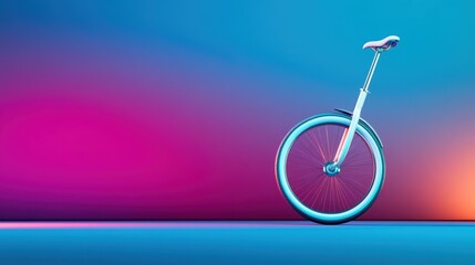 A unicycle with a shiny chrome frame, ready for a daring performance.