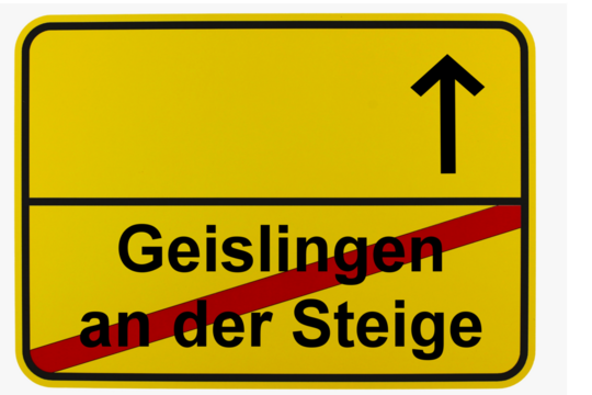 Illustration eines Ortsausgangsschildes von Geislingen an der Steige in Baden-Württemberg