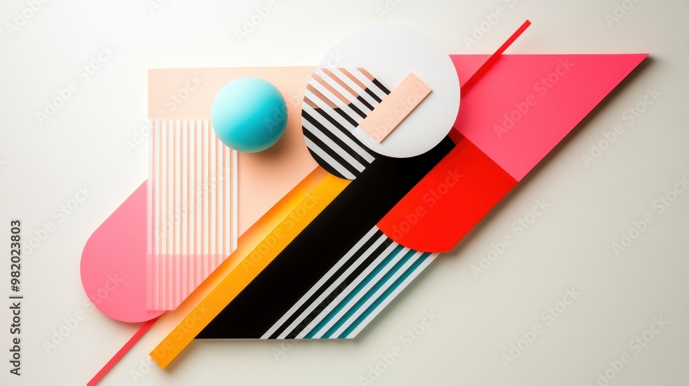 Poster Geometric shapes overlapping and intersecting, creating a complex and dynamic composition.