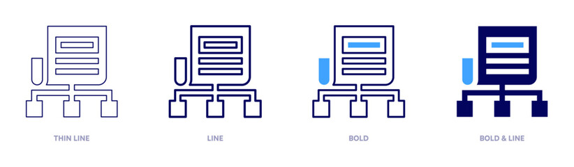 Content plan icon in 4 different styles. Thin Line, Line, Bold, and Bold Line. Duotone style. Editable stroke