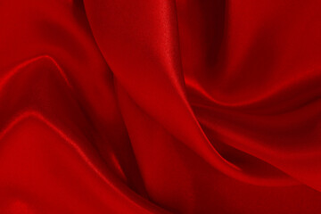 Dark red fabric texture background, detail of silk or linen pattern.