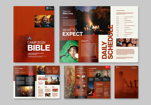 Bible Camp Brochure Template for Modern Church Brochure & Magazine Layouts