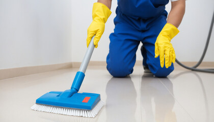 person with mop
