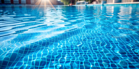 Up close view of the serene blue water in a swimming pool, pool, water, swimming, reflections, peaceful, relaxation, serene