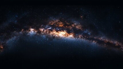 Fototapeta premium A panoramic view of the Milky Way galaxy, a band of stars and gas clouds stretching across the night sky.