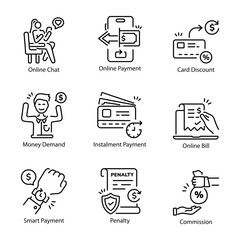 Pack of Payment Later Linear Icons 


