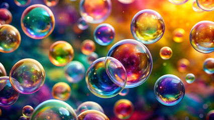 Abstract background with colorful bubbles floating in a blurred background, abstract, background, bubbles, colorful, floating