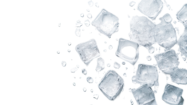 ice cubes on a white transparent background