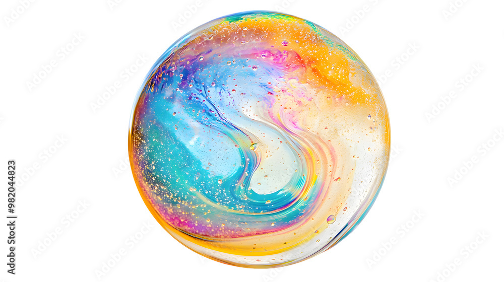 Aufkleber mesmerizing iridescent orb of captivating ethereal liquid art - surreal and vibrant abstract sphere 