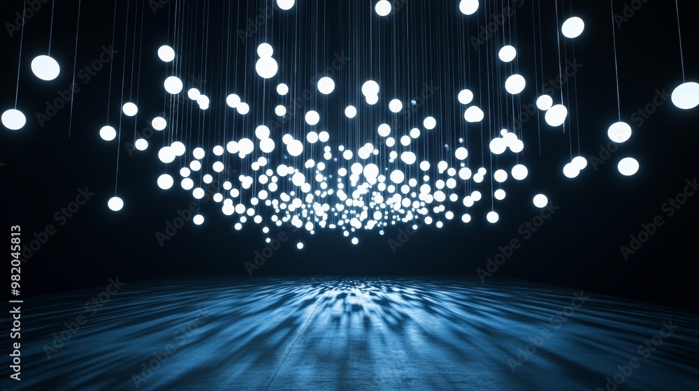 Poster illuminating innovation. dynamic light installation representing breakthrough ideas