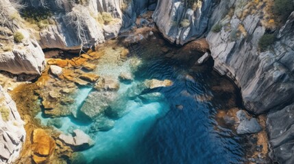 Aerial View of a Serene Canyon Lake