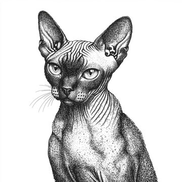 recommend clip art: Detailed Illustration of a Cat With Distinct Features. Generative AI