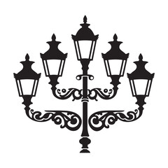 Isolated vintage lamppost, Vintage Garden Lamp Silhouette street light vector illustration