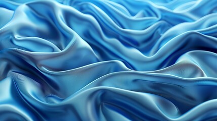 Obraz premium Luxurious Blue Silk Fabric Waves Creating a Mesmerizing Abstract Background in this Photograph