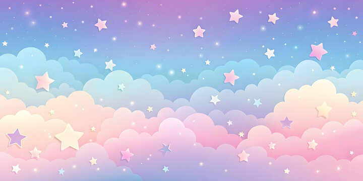 Fototapeta Abstract kawaii colorful background with pastel gradient sky stars, kawaii, colorful, abstract, background, pastel, gradient, sky