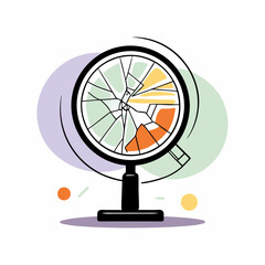 An abstract vector illustration of a shattered globe spinning on its axis, symbolizing disruption or change. The bold lines and colorful fragments make it a striking piece for modern design projects