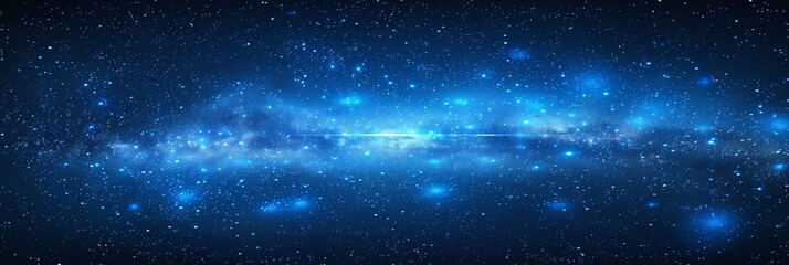 Obraz premium Vast Blue Galaxy Panorama With Bright Stars And Nebulae, Ideal For Space Exploration Background.