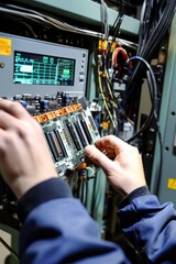 An Industrial Electronic System Is Being Set Up With Programmable Logic Controllers (PLCs)