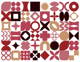 Set of colored geometric shapes for banner and advertising design. Web design of sites and printed products. Modern vector elements fit into a square.