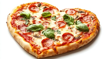 Heart shaped pizza isolated	