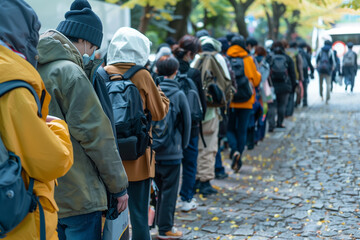 長蛇の列ができる風景