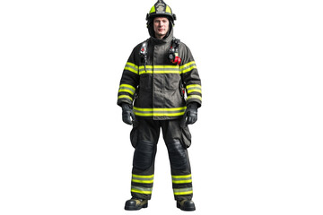 Firefighter in full growth on a transparent background