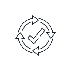 Constantly moving. Regular changes. Vector linear icon isolated on white background.