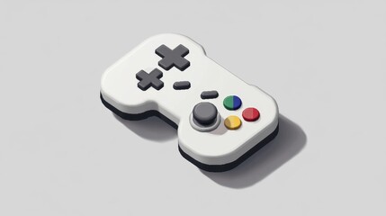 White Controller Video Game Play Retro Pixel Art,Retro Vintage Video Game Console Controller in 8bit Pixel Art for computer game,Cute colorful Controller game3d model render image,copy space.