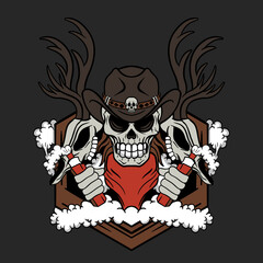 Vape Skull Last Puff Vintage vector illustration