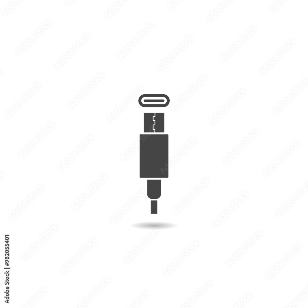 Poster type c data cable icon with shadow