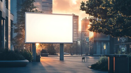 A white blank billboard in an urban area, ready for customized content. 