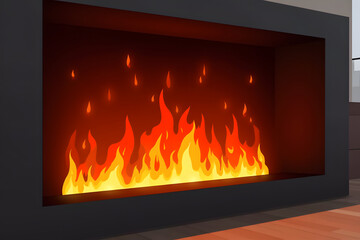 Fototapeta premium Stylish modern fireplace with vibrant flames creating a warm atmosphere