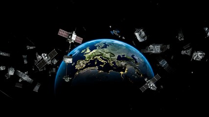 Fototapeta premium Debris concept image. Space junk, conceptual art work.｜デブリのコンセプトイメージ。宇宙ゴミ、コンセプチュアルアート作品