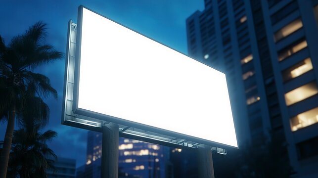 A white blank billboard in an urban area, ready for customized content