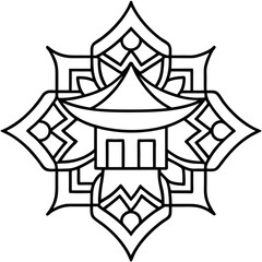 Black and White House Seamless Vector Pattern