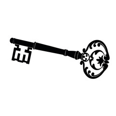 realistic illustration black old vintage keys on white background