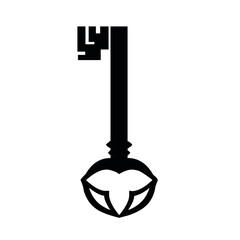 realistic illustration black old vintage keys on white background