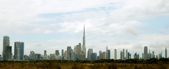 Handdoek met foto Burj Khalifa iconic burj khalifa and dubai downtown cityscape view  © libin