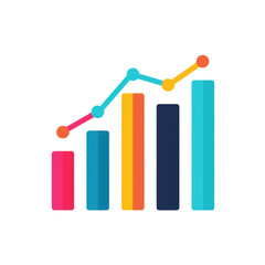 Stylized bar chart icon &ndash; A bar chart illustrating business growth or performance, png, transparent background.