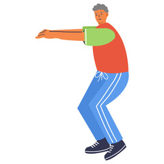 Active Elderly People Character with Flat Design. Vector Illustration