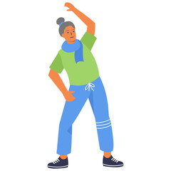 Active Elderly People Character with Flat Design. Vector Illustration