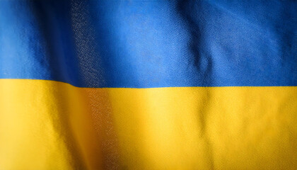 Flag of Ukraine with visible cotton fabric texture. Perfect wallpaper.