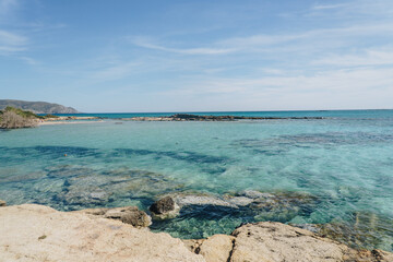 Obraz premium Beautiful blue water at Elafonissi Beach, Crete, Greece