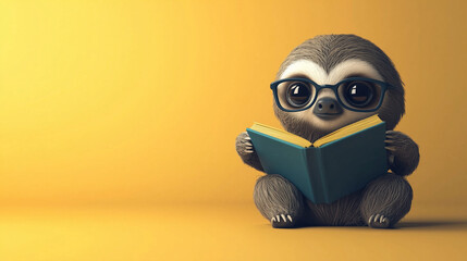 Sloth reading a book