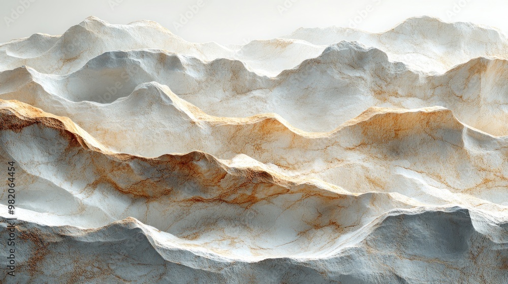 Poster abstract representation of mountainous terrain with textured layers.