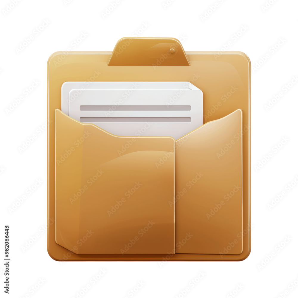 Poster elegant folder with document icon – a folder with a document peeking out for organization, png, tran