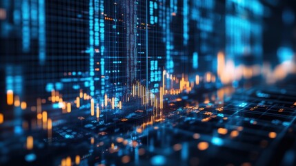 Obraz premium Abstract digital visualization of data trends and analytics.