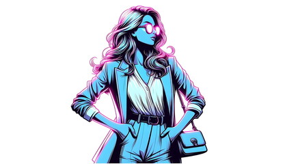 Successful Business Woman , Beautiful and Happy, Make Money, independent woman, Animation,Business suit , White Background